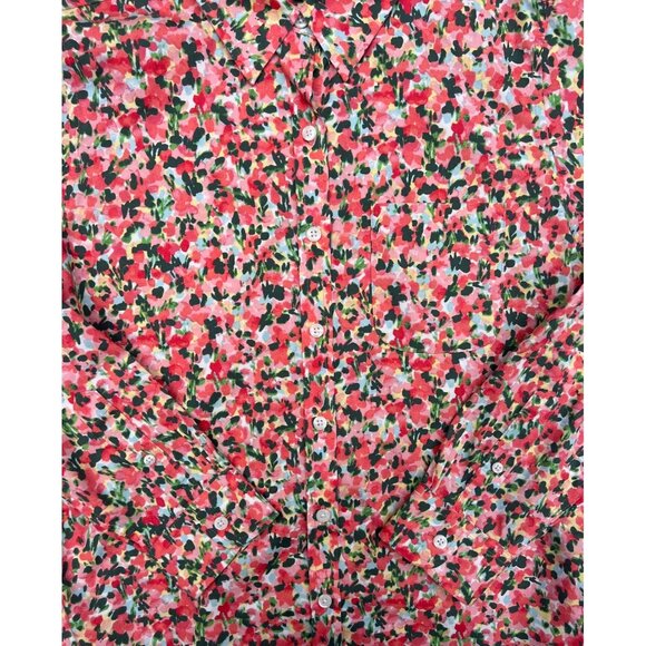 LL Bean Womens Pinpoint Oxford Sunlit Coral Floral Small Petite NWOT - Picture 4 of 5